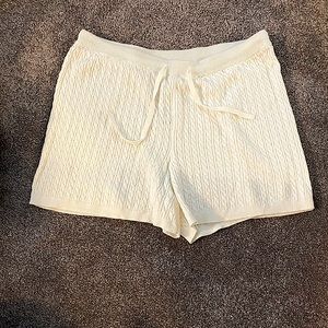 J. Crew Cotton Cashmere cotton Ivory Off white cream lounge cable knit short